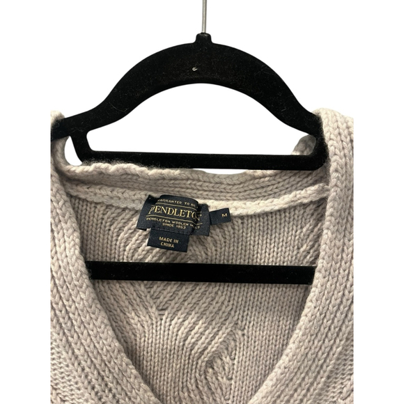 Pendleton Merino Wool Cashmere Long Sleeve V-Neck Sweater Size Medium Gray Soft - Picture 2 of 8